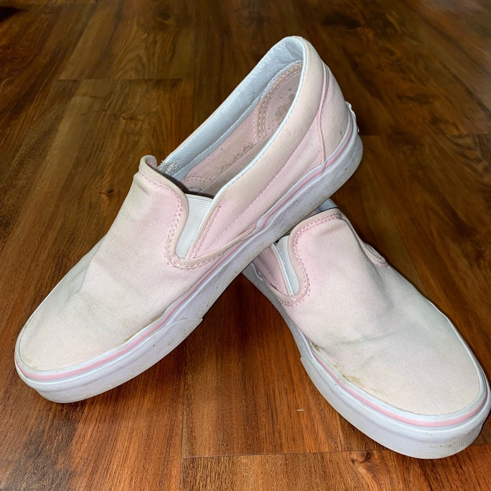 Vans pale pink slip ons